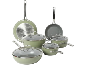 Toxic Titanium Ceramic Nonstick Interior Forged Aluminum Cookware Pots and Pans Set