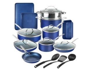 GRANITESTONE Blue 20 Pc Kitchen Pots and Pans Set