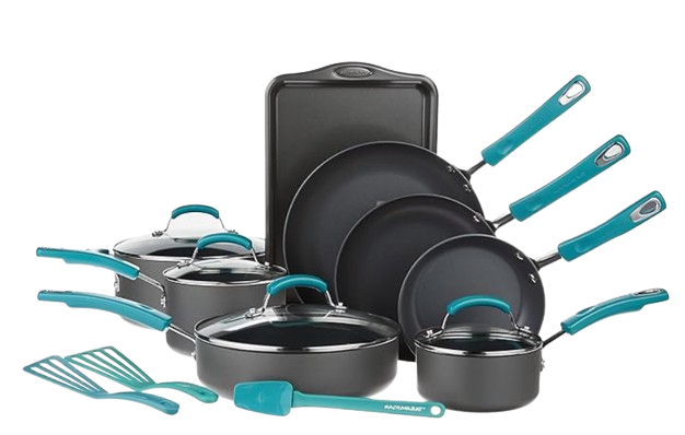 Rachael Ray Classic Brights Hard Anodized Nonstick Cookware Pots and Pans Set